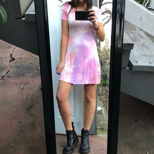 american apparel pink tie dye tshirt dress